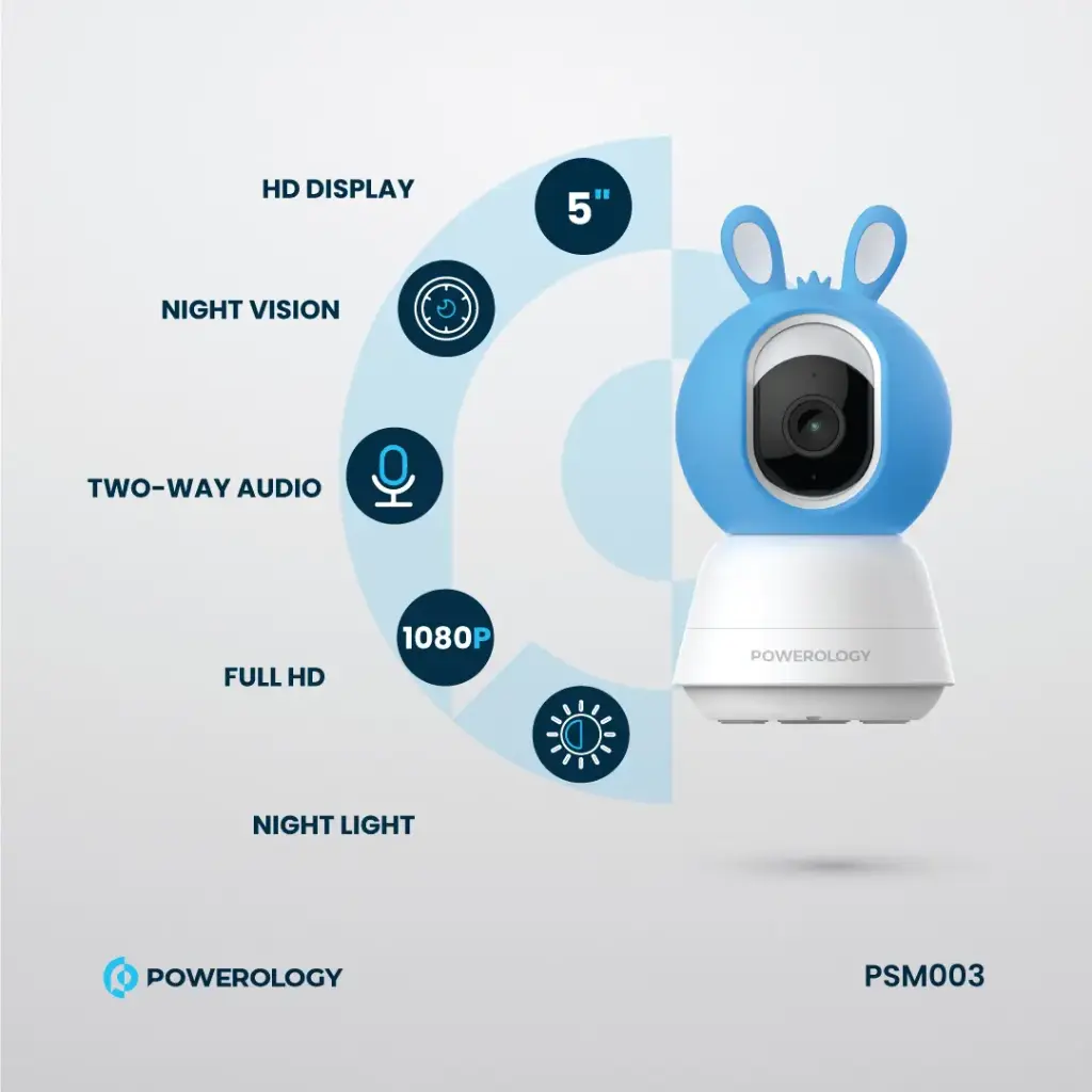 Powerology Monitor & App Baby Camera,Psm003,Blue & Pink