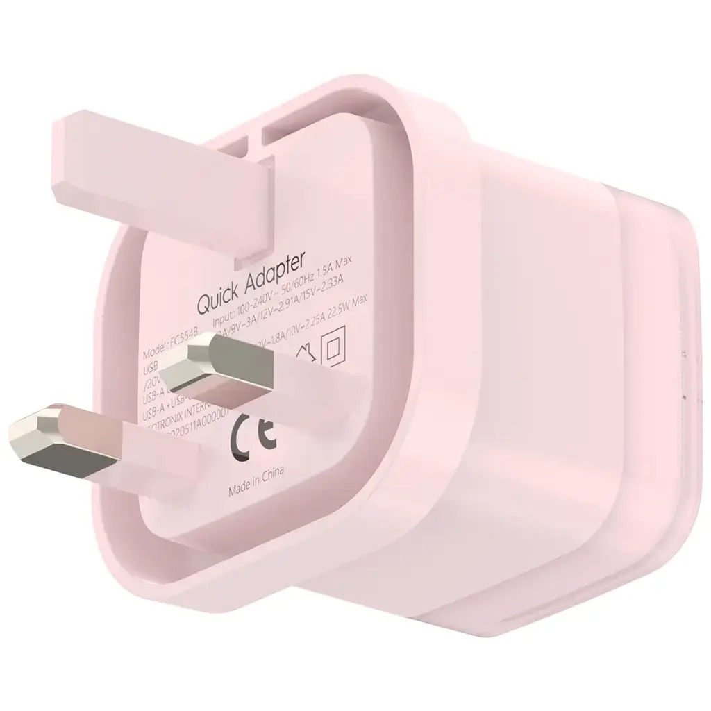 Powerology Dual-Port Fast Charging Adapter Pd 35W,Pwfc554Bpk,Pink