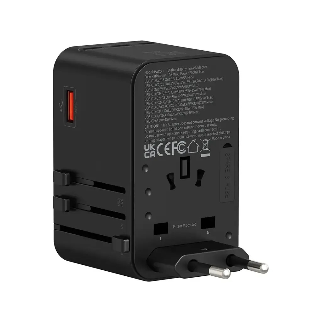 Powerology Gan 75W Universal Charger ,Pwcuqc041,Black