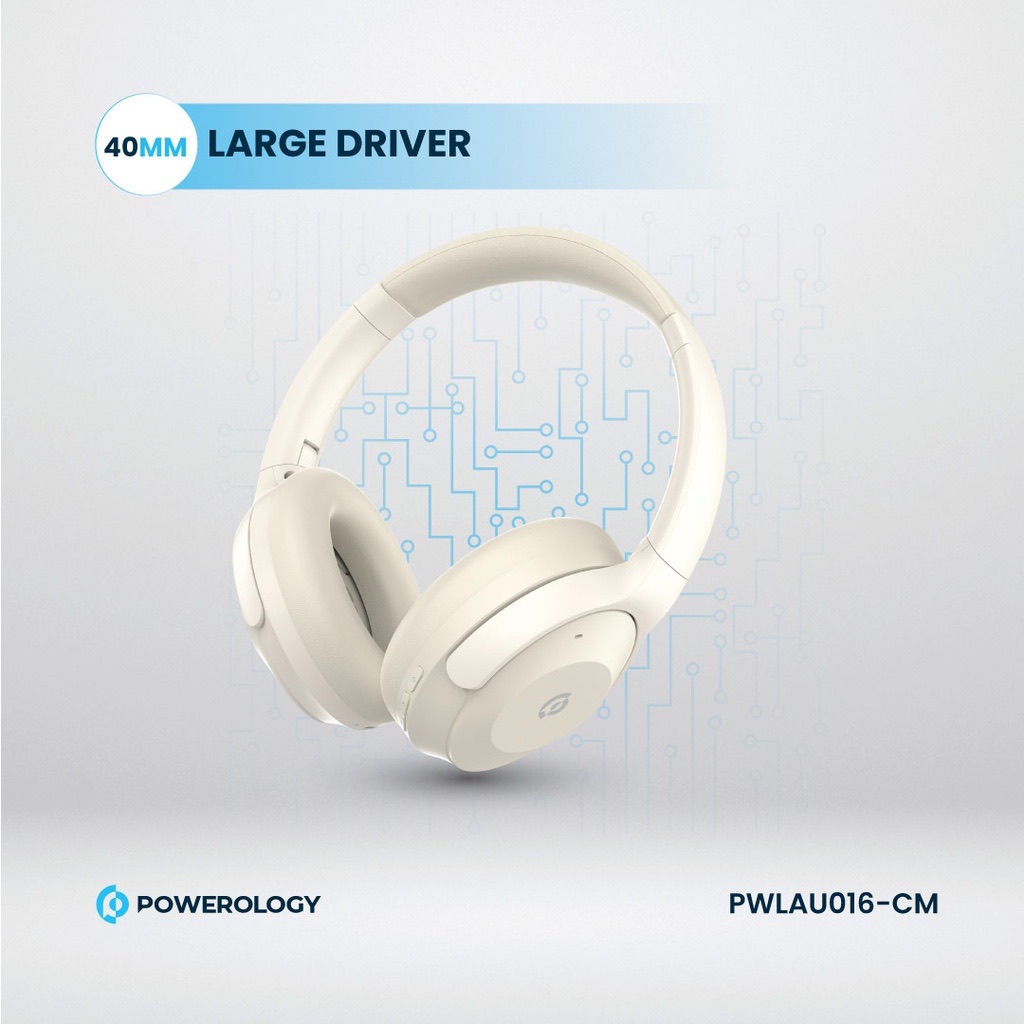 Powerology Hybrid Anc Headphones - Cream,Pwlau016-Cm,Cream