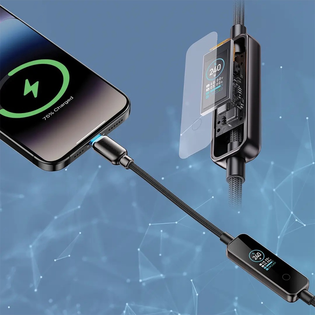 Powerology Tft Chargelink 240W Usb-C Cable,Pcabcm0121Bk,Black