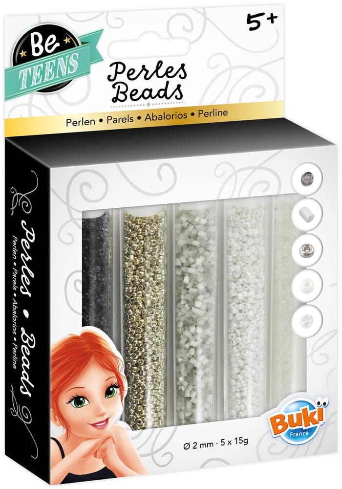 Buki Bead Tubes Silver/White 