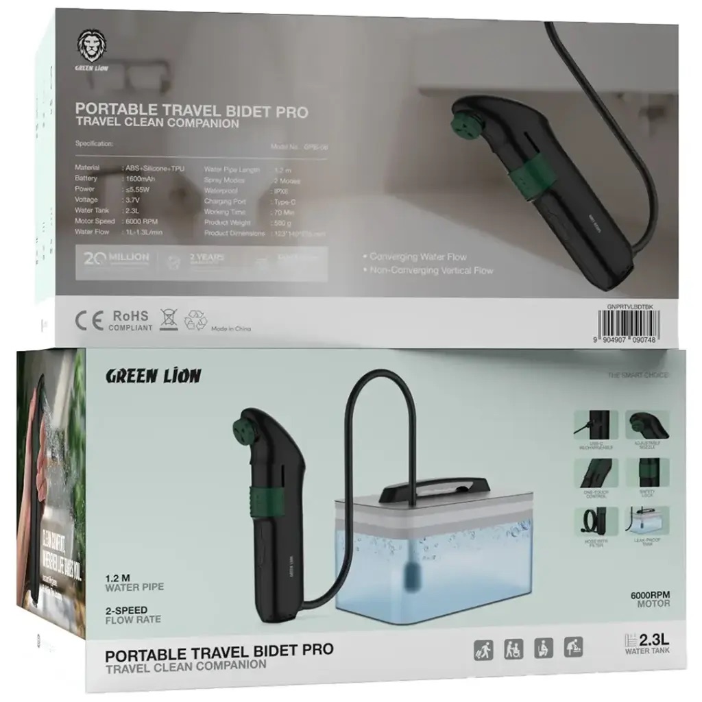Green Lion Portable Travel Bidet Pro With Tank,White