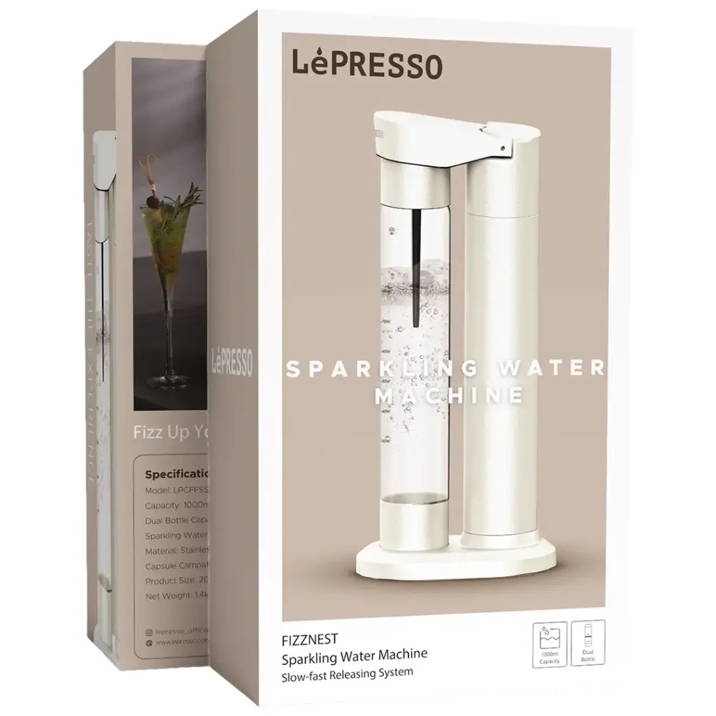 Lepresso Instant Carbonator And Soda Maker With Dual Bottle (500+350Ml) - White