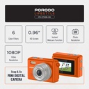 Porodo  Snap & Go Mini Digital Camera,Pd-Etk06-Og,Orange