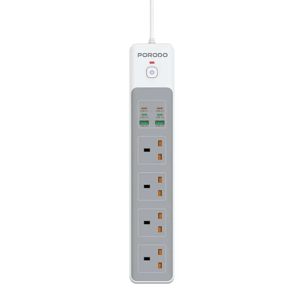 Porodo 4Ac 65W 3000W Power Strip,Pdfwch045Wh,White