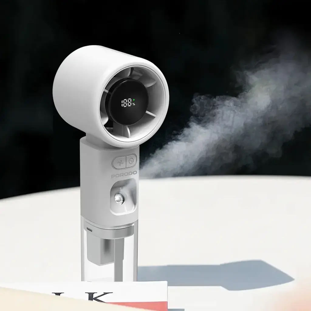 Porodo Cool & Hydrate Mini Fan & Humidifier,Pdhxf338Wh,White