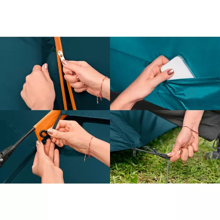 Bestway (28"+6'11"+28") x 7'10" x 54"/(70cm+2.10m+70cm) x 2.40m x 1.38m Alpine Dome 4 Tent with SwiftClick Setup