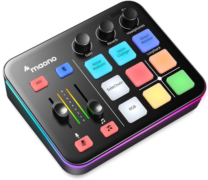 Maono - Maonocaster G1 Neo Audio Mixer With Rgb & Bluetooth For Game Streamer - Black
