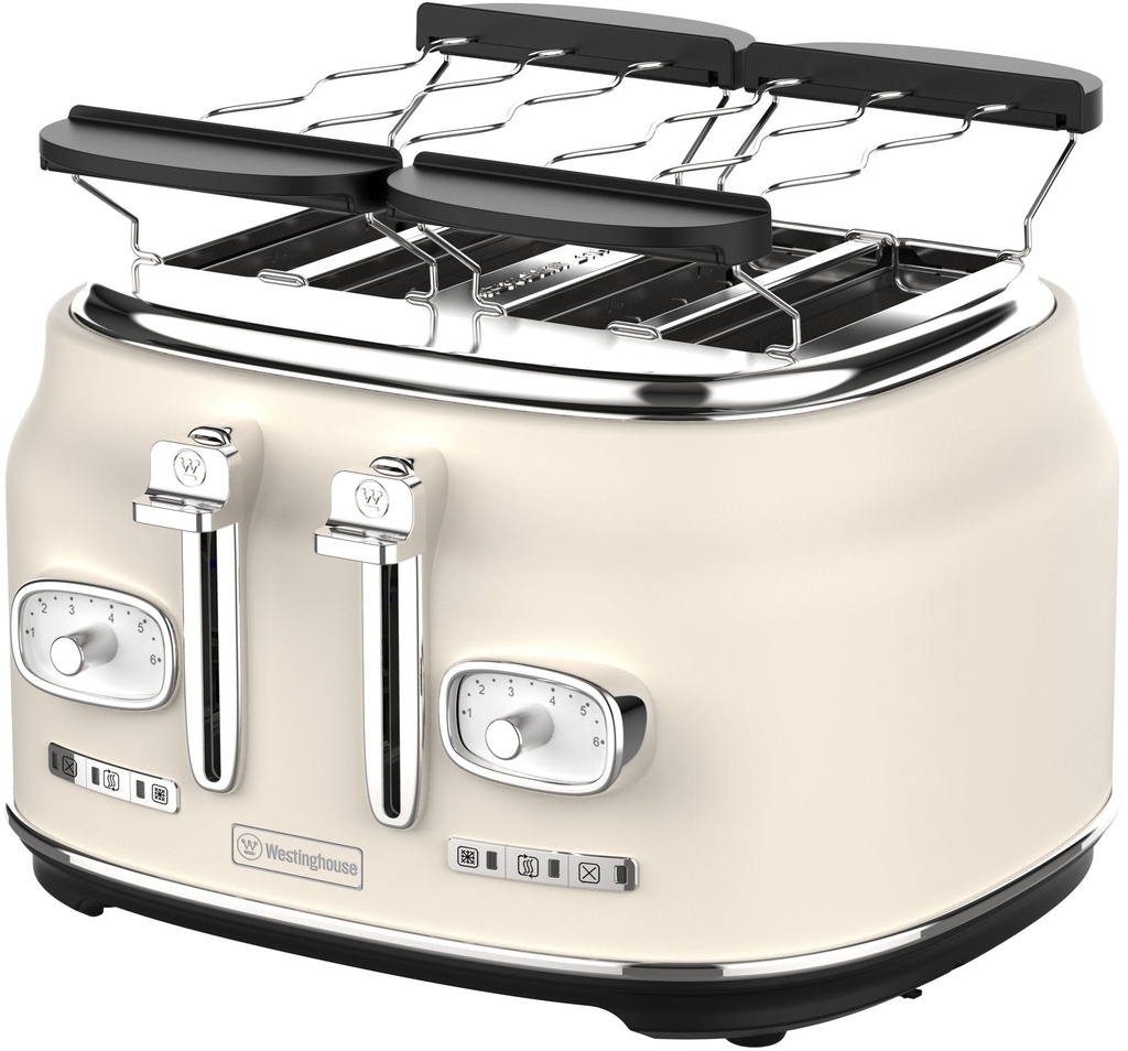 Westinghouse,  4 Slice Toaster, with 2 pcs bun warmer , White