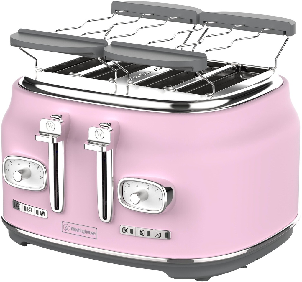 Westinghouse,  4 Slice Toaster, with 2 pcs bun warmer , Pink