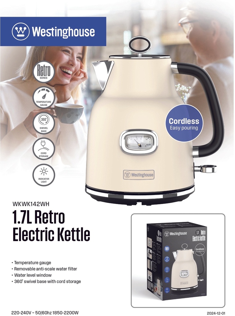 Westinghouse,  Electric Kettle, 1.7 L, White