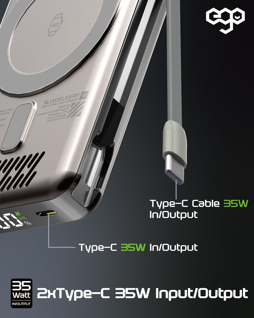 Ego Allydelivery 4S @Magsafe 10000Mah 6In1 Power Bank- Silver