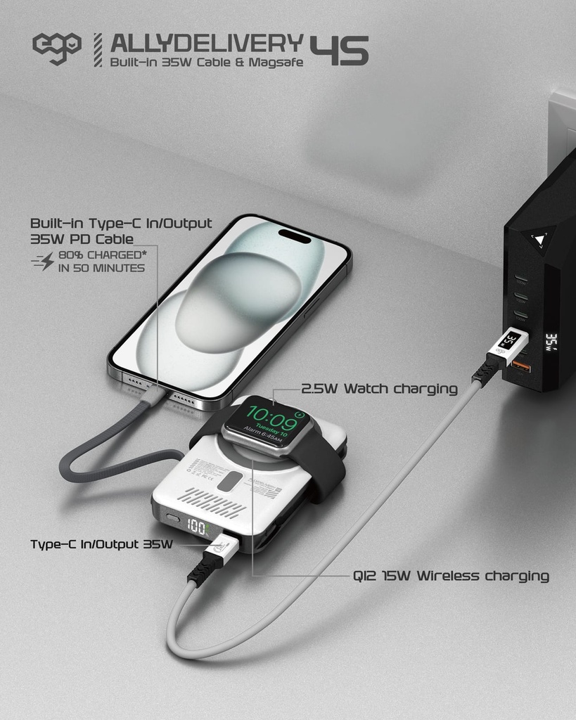Ego Allydelivery 4S @Magsafe 10000Mah 6In1 Power Bank- Silver