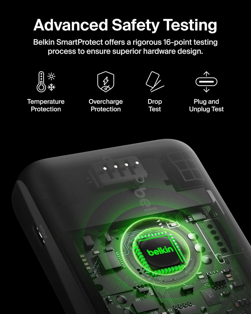 Belkin Boostcharge Qi2 Magnetic 15W Wireless Power Bank 10K + Stand, For Iphone 15/14/13/12 Black