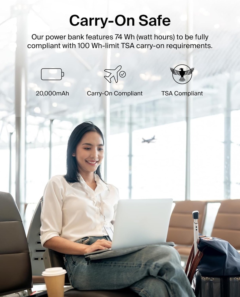 Boostcharge Power Bank 20K, Pd 30W With Usb-C Integrated Cable And Usb-C & Usb-A Ports, Black