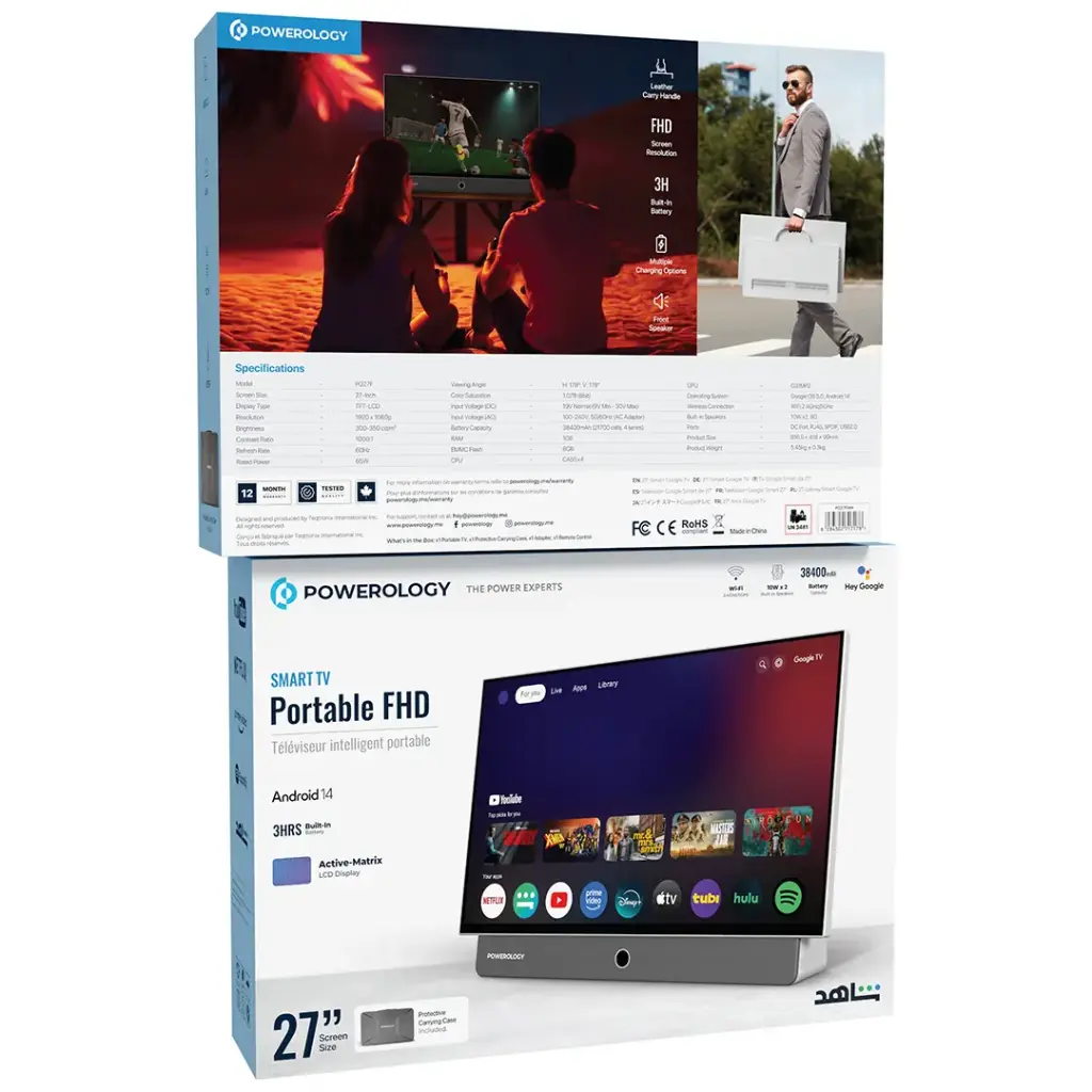 Powerology Portable FHD Smart TV 27"
