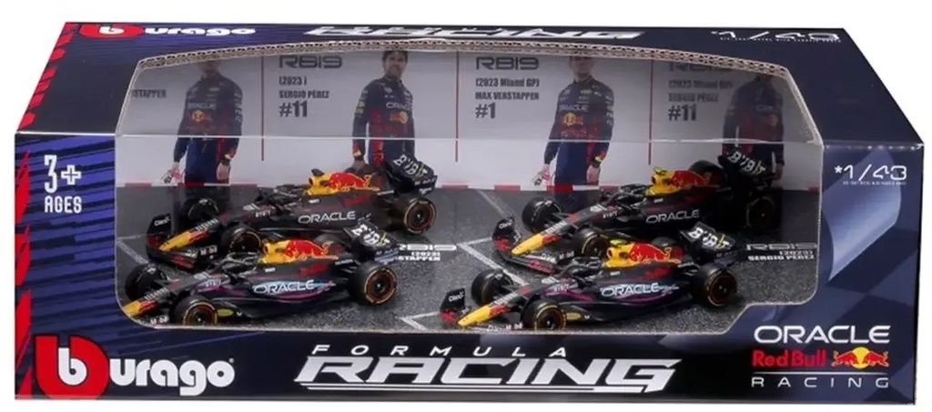 1:43 Formula (Without Helmet & Plastic Stand) - Red Bull Racing 4-Pk.