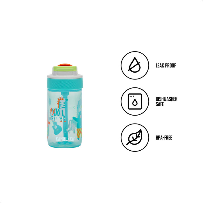 Kambukka Lagoon BPA free water bottle with Straw lid 400 ml -Disco Zoo