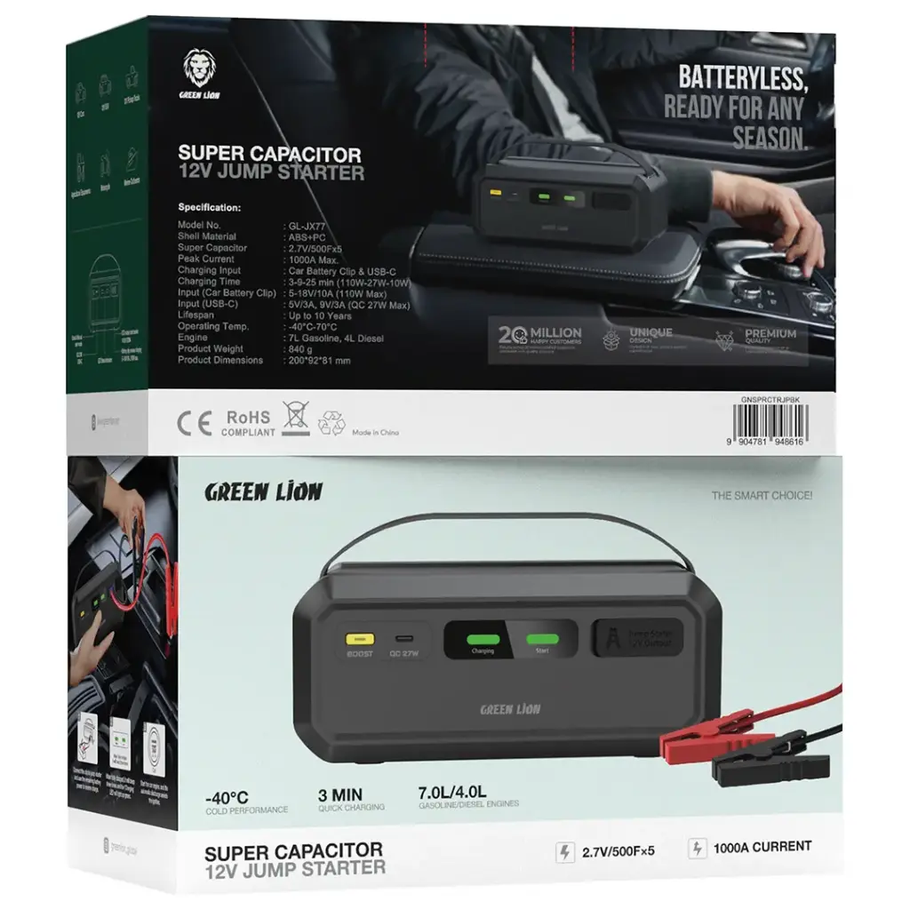 Green Lion Super Capacitor 12V Jump Starter,Black