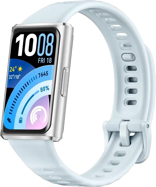 Huawei Band 11 Pro Blue Silver Aluminum Alloy Case Blue Fluoroelastomer Strap