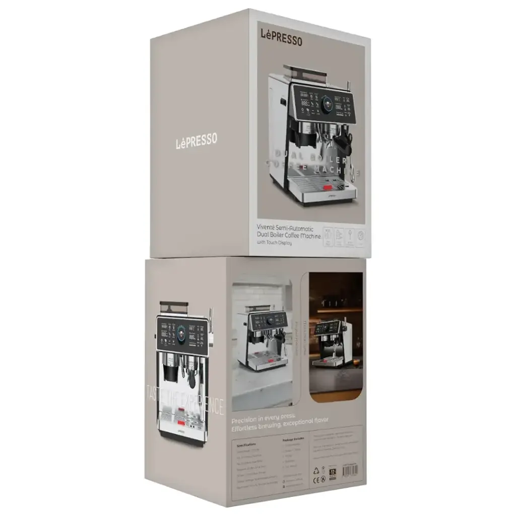 Lepresso Viventé Semi-Automatic Dual Boiler Coffee Machine With Touch Display Silver