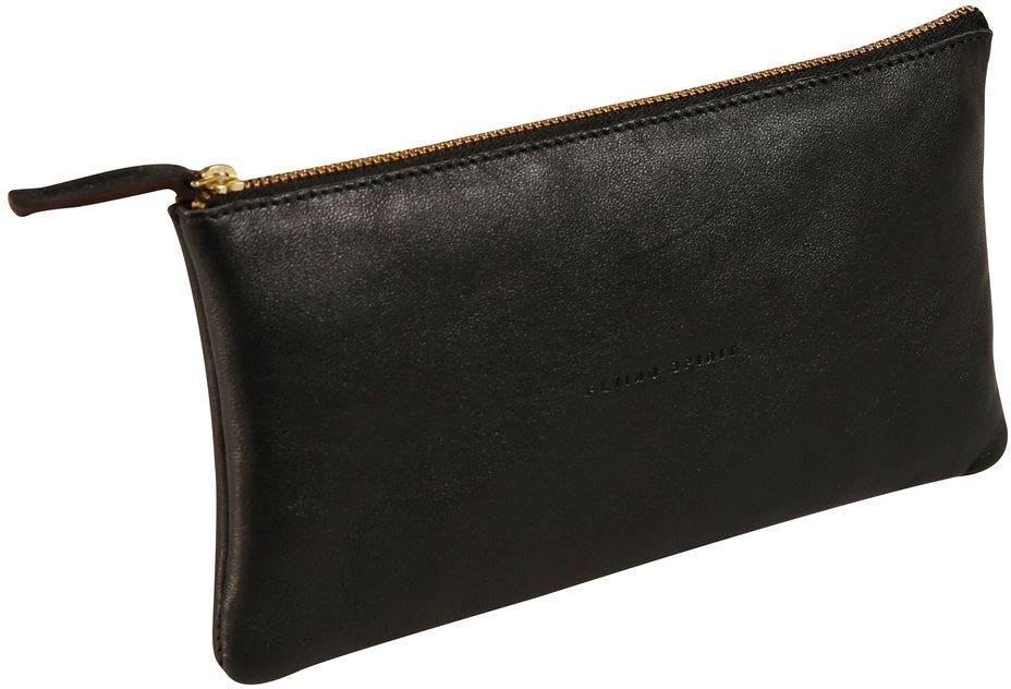 Pencil Case Flat In Leather Black 22X11Cm, Flying Spirit