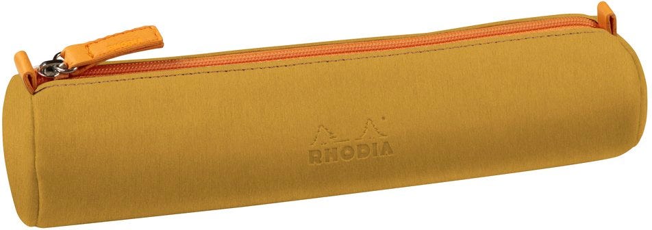 Pencil Case Round Gold Italian Leatherette 23X5X5Cm