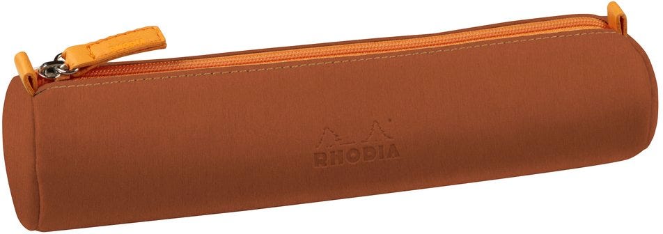 Pencil Case Round Copper Italian Leatherette 23X5X5Cm
