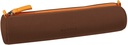 Pencil Case Round Bronze Italian Leatherette 23X5X5Cm