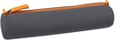Pencil Case Round Titanium Italian Leatherette 23X5X5Cm
