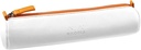 Pencil Case Round White Italian Leatherette 23X5X5Cm
