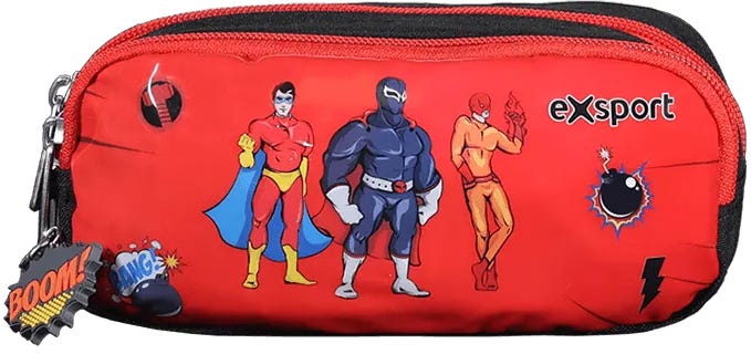Pencil Case Double Zip Kids - Super-Hero -Exsport