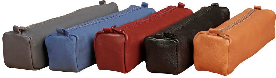 Age Bag, Squared Pencil Case In Leather 21X4,5X4,5Cm Assortment