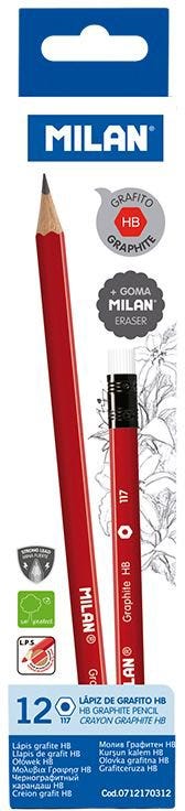 Box 12 HB hexagonal graphite pencils with eraser