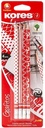 Pencil With White Eraser"Grafitos" Red/White Edition, Triangular No.2=Hb, Sharpened 4 Pencils