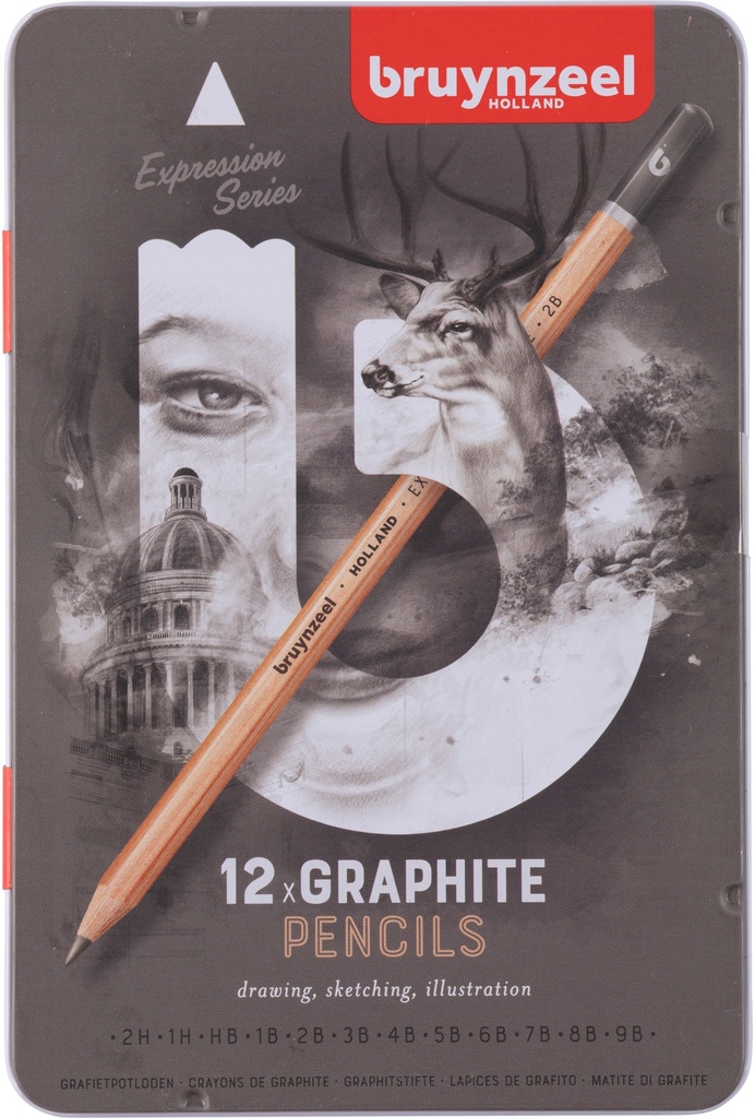 Bruynzeel Expression graphite pencil tin | 12 pieces