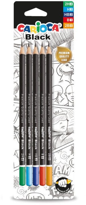 CARIOCA Black Lead Pencil bl. 5pcs Assorted