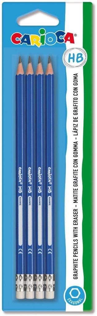 CARIOCA HB Black Lead Pencil with Eraser bl. 4pcs