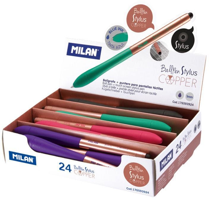 Pen With Touch Screen , Blue Ink, Stylus Copper