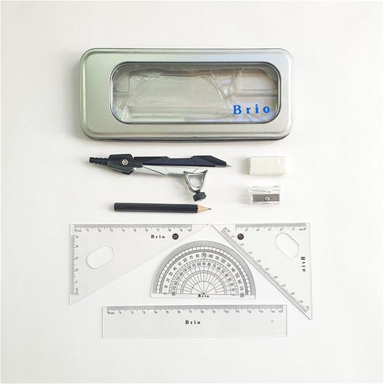 Geometric Math Set Brio Metal Box 8 Pcs