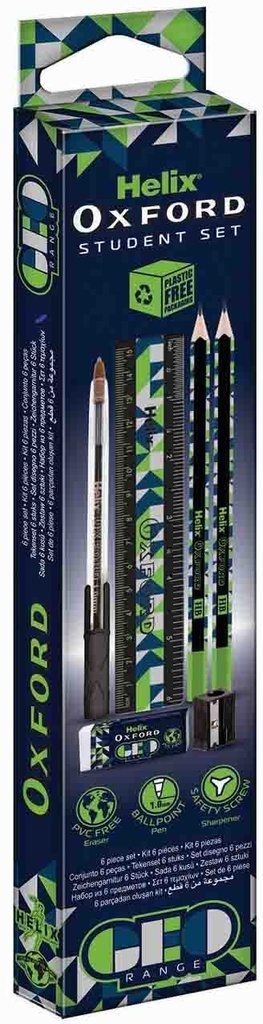Oxford Geo 6 piece stationery set Green