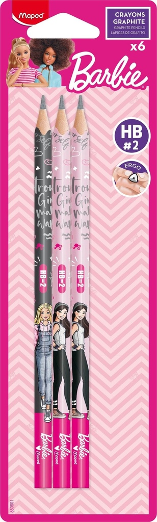 BlackPeps Barbie HB Pencil+ER Bls=6pcs