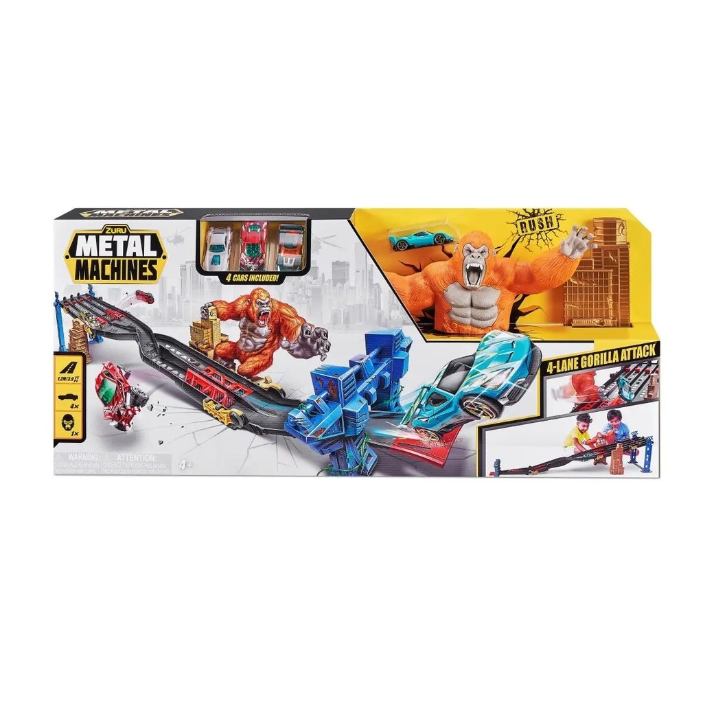 METAL MACHINES-PLAYSET-SERIES 1 L4-LANE GORILLA(4CARS),BULK,4PCS,NO INNER,STD COLOR
