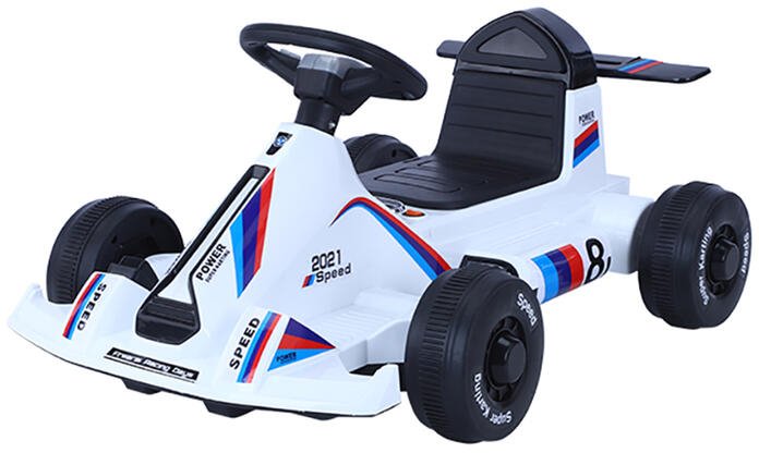Mini Karting Car Remote Control LED Digital display, power display,Motor 390#dual drive,12V 4ah White