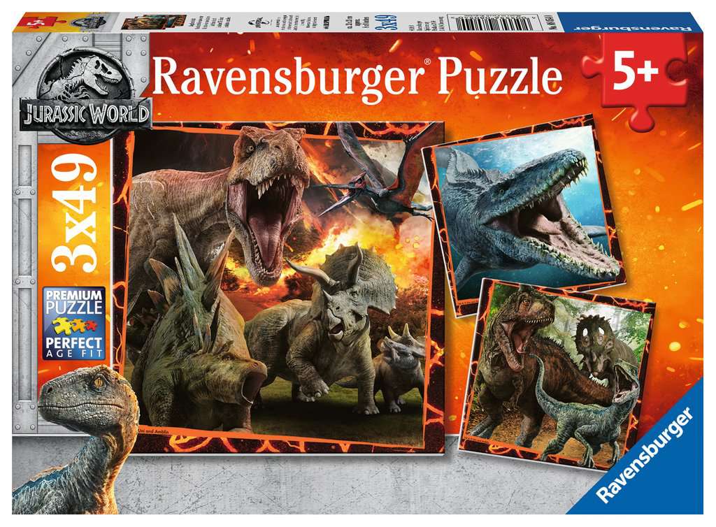 Ravensburger Puzzle Jurassic World Instinct To Hunt Puzzles - 3 X 49 Pieces