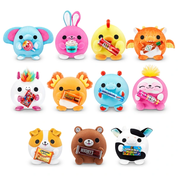 SNACKLES CAPSULE -SERIES 1 PLUSH SMALL 115MM, 29PCS/SIDEKICK,29PCS/CTN,W/O TV,WITH BASE