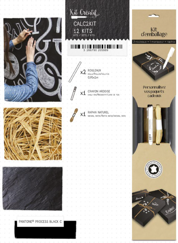 Wrapping Paper Set Of 2 Roll, 2Mx70Cm, Chalk Pen & Raffia, 2Mx70Cm, 60Gsm