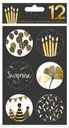 Stickers Party - Birthday, Set Of 12 Pcs, Black & Gold