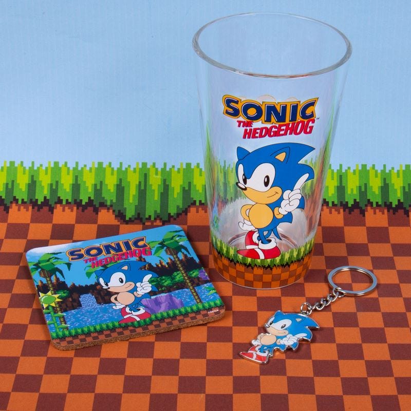 Sonic The Hedgehog Glass, Coaster & Keyring Gift Set
